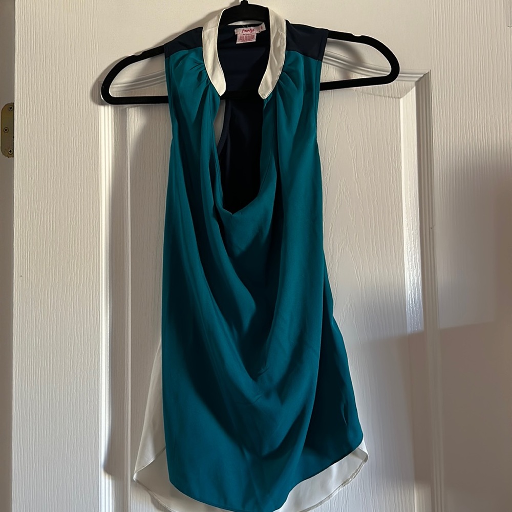 Fourty's Cut Out Back Tank - Blue/Teal/White - S